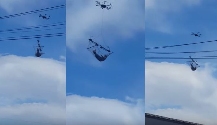 Απίστευτο: Στερέωσε την αιώρα πάνω στο drone – Δείτε τις αντιδράσεις των περαστικών (βίντεο)